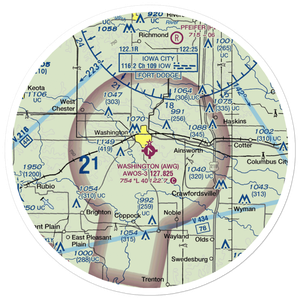 Washington Municipal Airport (AWG) VFR Sectional Sticker (30 mile)