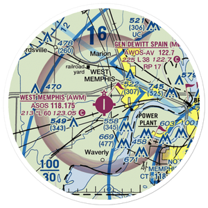 West Memphis Municipal Airport (AWM) VFR Sectional Sticker (20 mile)