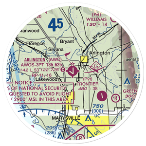 Arlington Municipal Airport (AWO) VFR Sectional Sticker (20 mile)
