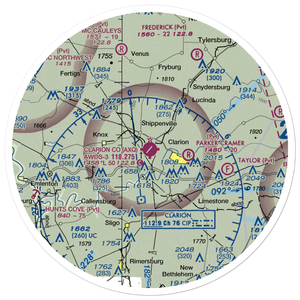 Clarion County Airport (AXQ) VFR Sectional Sticker (30 mile)