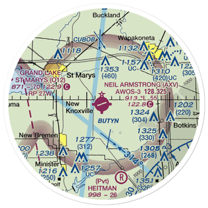 Neil Armstrong Airport (AXV) VFR Sectional Sticker (20 mile)