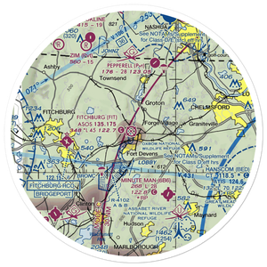 Ft Devens Moore Army Air Field (AYE) VFR Sectional Sticker (30 mile)