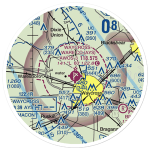 Waycross Ware County Airport (AYS) VFR Sectional Sticker (20 mile)