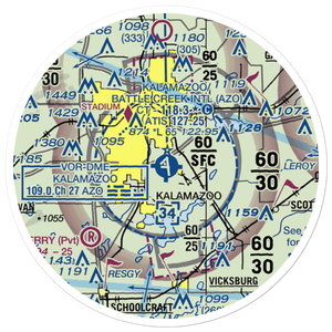 Kalamazoo Battle Creek International Airport (AZO) VFR Sectional Sticker (20 mile)