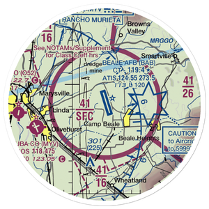 Beale Air Force Base (BAB) VFR Sectional Sticker (20 mile)