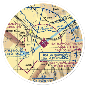Battle Mountain Airport (BAM) VFR Sectional Sticker (20 mile)