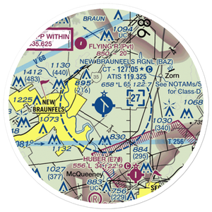 New Braunfels Municipal Airport (BAZ) VFR Sectional Sticker (20 mile)