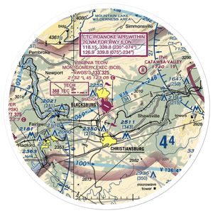 Virginia Tech Montgomery Executive Airport (BCB) VFR Sectional Sticker (30 mile)