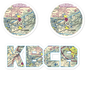 Virginia Tech Montgomery Executive Airport (BCB) VFR Sectional Sticker Pack