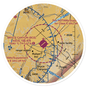 Bryce Canyon Airport (BCE) VFR Sectional Sticker (20 mile)