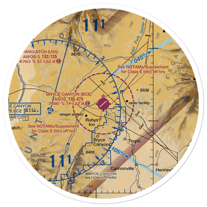 Bryce Canyon Airport (BCE) VFR Sectional Sticker (30 mile)
