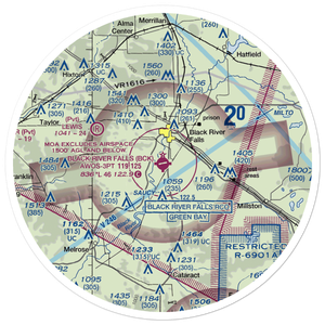 Black River Falls Area Airport (BCK) VFR Sectional Sticker (30 mile)