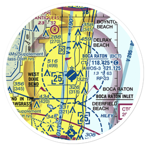 Boca Raton Airport (BCT) VFR Sectional Sticker (20 mile)