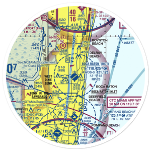 Boca Raton Airport (BCT) VFR Sectional Sticker (30 mile)