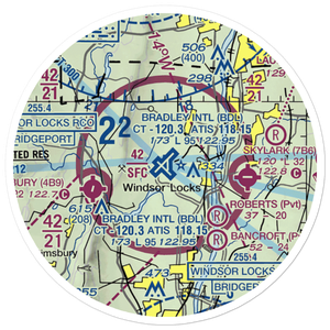 Bradley International Airport (BDL) VFR Sectional Sticker (20 mile)