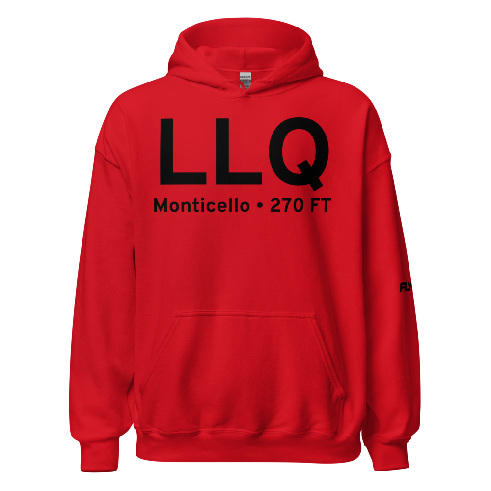 Monticello (KLLQ) Airport Hoodie Sweatshirt 