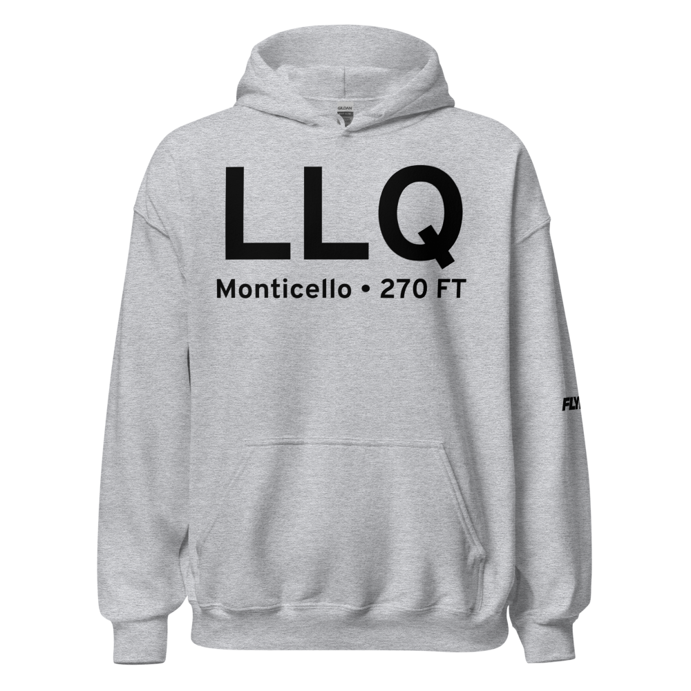 Monticello (KLLQ) Airport Hoodie Sweatshirt 