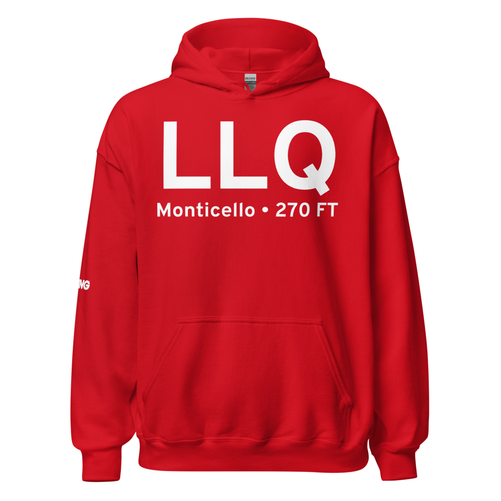 Monticello (KLLQ) Airport Hoodie Sweatshirt 