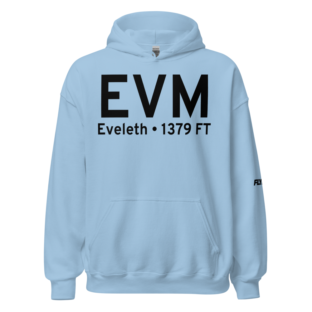 Eveleth (KEVM) Airport Hoodie Sweatshirt 