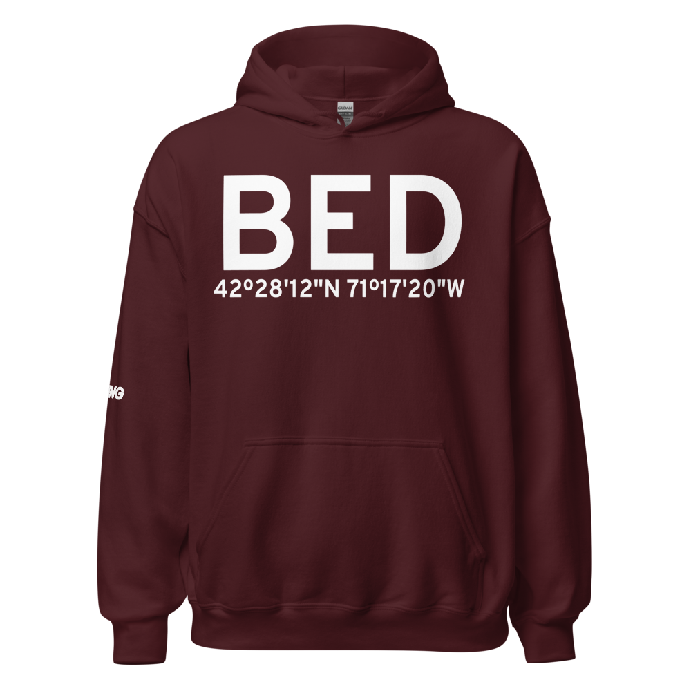 Bedford (KBED) Airport Hoodie Sweatshirt 