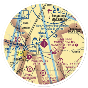 Bend Municipal Airport (BDN) VFR Sectional Sticker (20 mile)