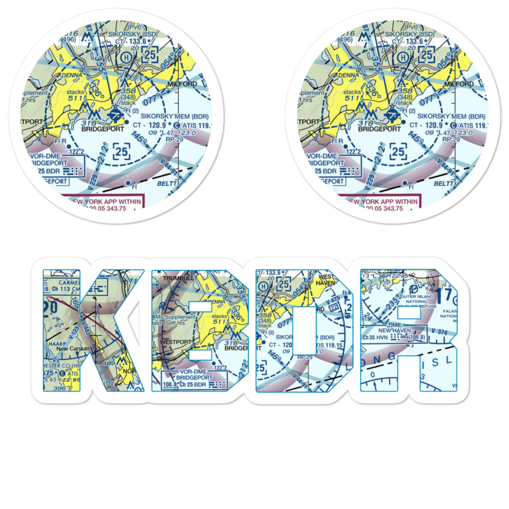 Igor I Sikorsky Memorial Airport (BDR) VFR Sectional Sticker Pack 
