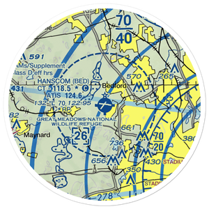 Laurence G Hanscom Field (BED) VFR Sectional Sticker (20 mile)
