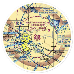 Western Neb. Rgnl/William B. Heilig Airport (BFF) VFR Sectional Sticker (20 mile)