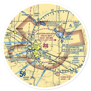 Western Neb. Rgnl/William B. Heilig Airport (BFF) VFR Sectional Sticker (30 mile)