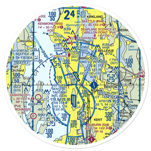 Boeing Field King County International Airport (BFI) VFR Sectional Sticker (30 mile)