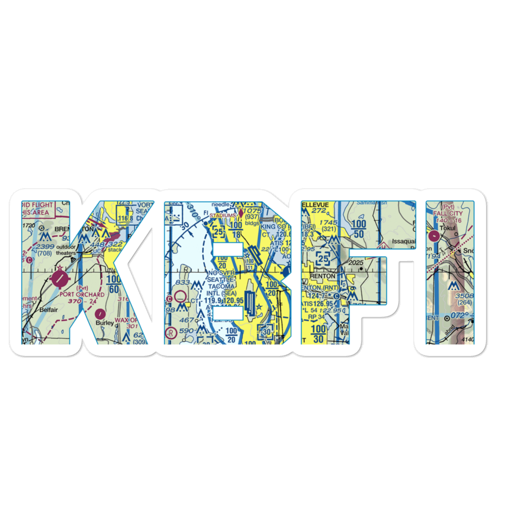 Boeing Field King County International Airport (BFI) VFR Sectional Sticker 