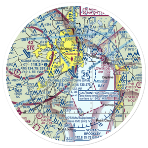 Mobile Downtown Airport (BFM) VFR Sectional Sticker (30 mile)