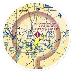 Hutchinson County Airport (BGD) VFR Sectional Sticker (20 mile)