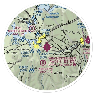 Winchester Municipal Airport (BGF) VFR Sectional Sticker (20 mile)