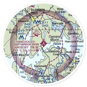 Hancock County-Bar Harbor Airport (BHB) VFR Sectional Sticker (20 mile)