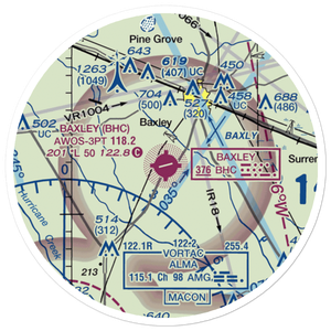 Baxley Municipal Airport (BHC) VFR Sectional Sticker (20 mile)