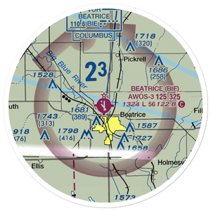 Beatrice Municipal Airport (BIE) VFR Sectional Sticker (20 mile)