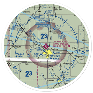 Beatrice Municipal Airport (BIE) VFR Sectional Sticker (30 mile)