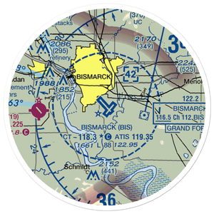 Bismarck Municipal Airport (BIS) VFR Sectional Sticker (20 mile)