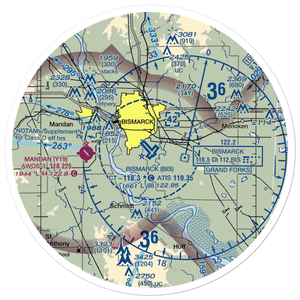 Bismarck Municipal Airport (BIS) VFR Sectional Sticker (30 mile)