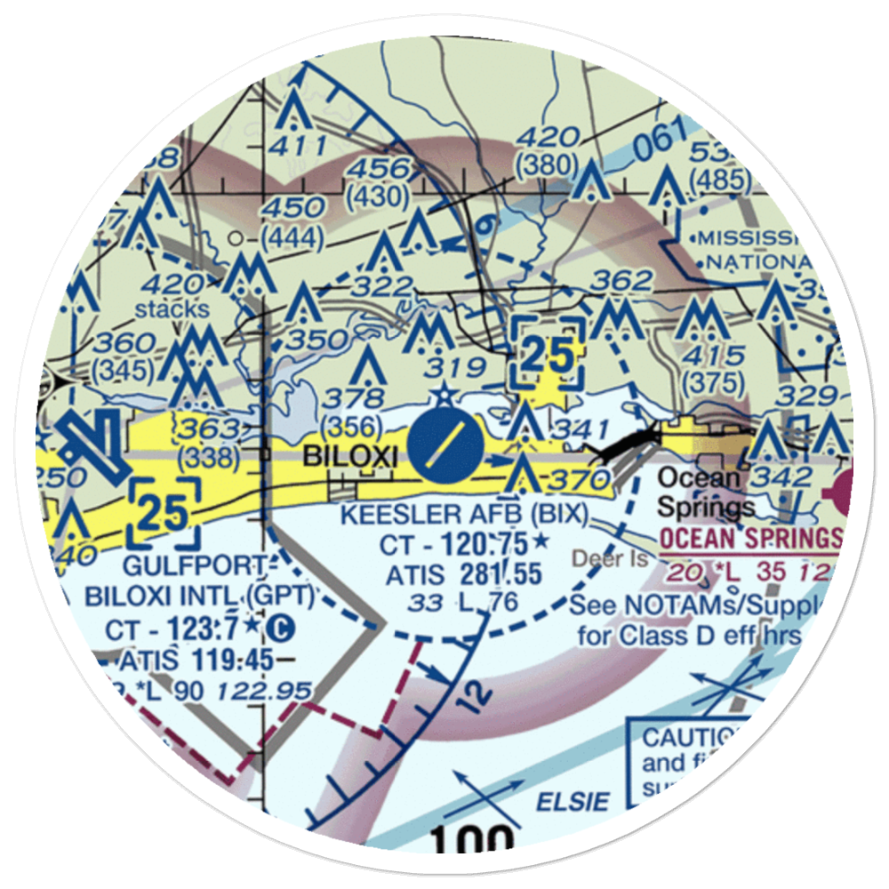 Keesler Air Force Base (BIX) VFR Sectional Sticker (20 mile) 