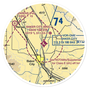 Baker City Municipal Airport (BKE) VFR Sectional Sticker (20 mile)