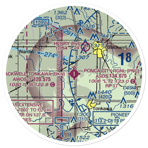 Blackwell Tonkawa Municipal Airport (BKN) VFR Sectional Sticker (20 mile)