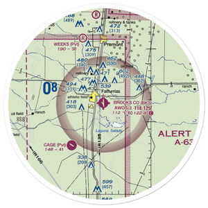Brooks County Airport (BKS) VFR Sectional Sticker (30 mile)
