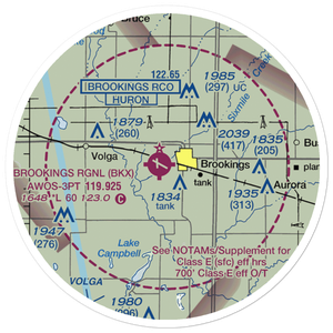 Brookings Regional Airport (BKX) VFR Sectional Sticker (20 mile)