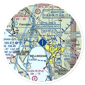 Bellingham International Airport (BLI) VFR Sectional Sticker (20 mile)