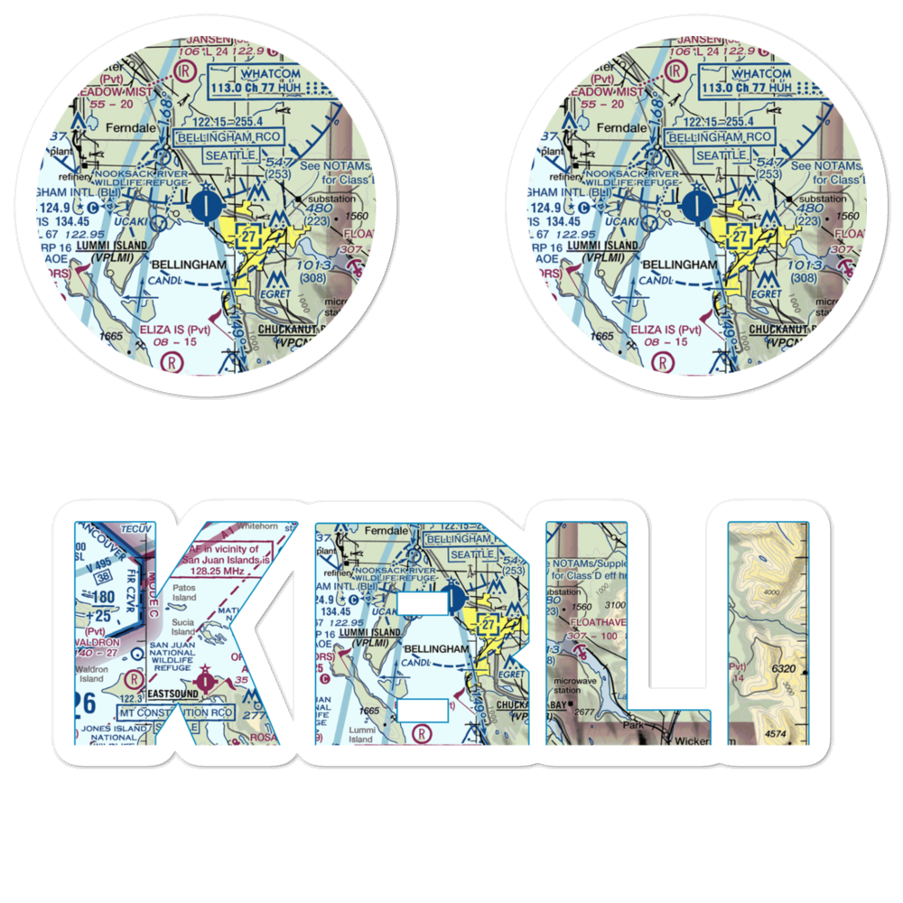 Bellingham International Airport (BLI) VFR Sectional Sticker Pack 