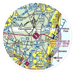 Monmouth Executive Airport (BLM) VFR Sectional Sticker (20 mile)