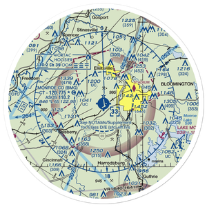 Monroe County Airport (BMG) VFR Sectional Sticker (30 mile)