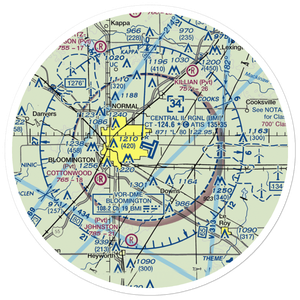 Central Illinois Regional Airport at Bloomington-Normal (BMI) VFR Sectional Sticker (30 mile)